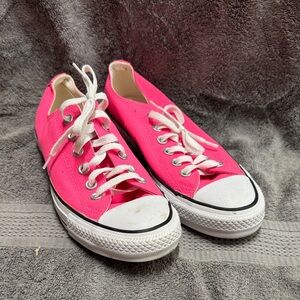 Vibrant Pink Lace-Up Sneakers